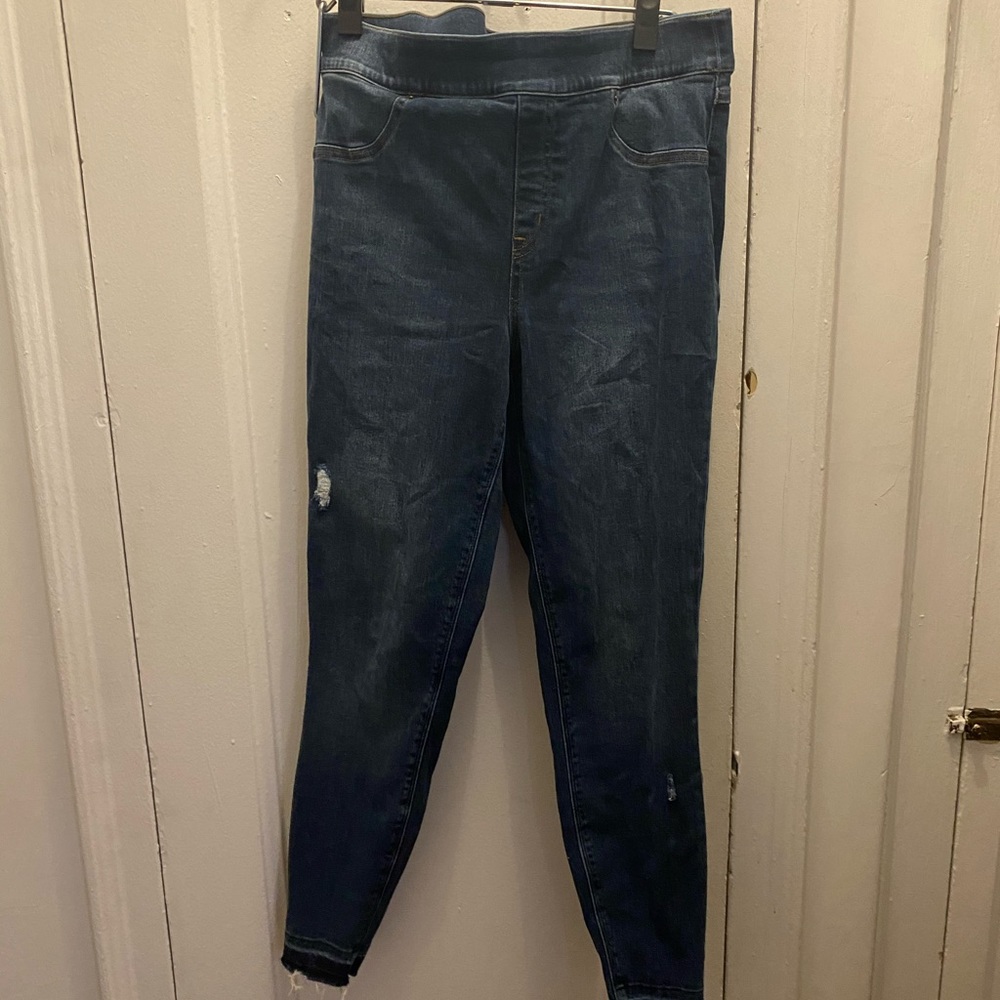 Spanx distressed denim leggings